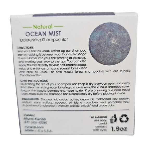 Vunella Natural Ocean Mist Moisturizing Shampoo Bar 1.9oz Vegan SLS Free USA - Picture 2 of 5